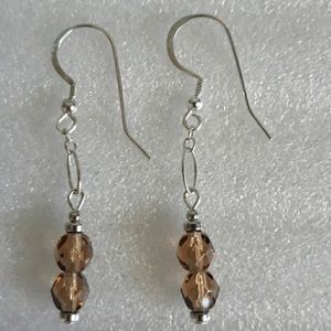 🎈2/$15 Sterling Silver Brown Czech Crystal Drop Earrings